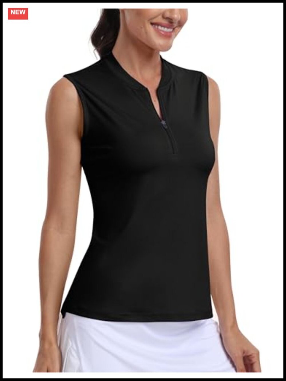 Women's Sleeveless Golf Polo 1/4 Zip Collarless Tennis Top